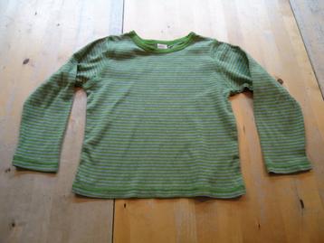 Groen gestreept shirt longsleeve maat 110 - 116 (MP10-H7)