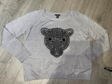 H&M grijze panter sweater trui met studs steentjes mt M beschikbaar voor biedingen