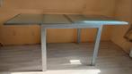 Uitschuifbare glazen tafel, vierkant, ijzeren frame, Huis en Inrichting, Tafels | Eettafels, Ophalen, Vierkant, 50 tot 100 cm