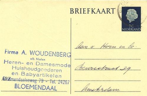 Firma A. Woudenberg, Bloemendaal - 03.1956 - briefkaart, Postzegels en Munten, Brieven en Enveloppen | Nederland, Briefkaart, Ophalen of Verzenden