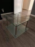 Tafel op wielen - Glas - Metaal, Huis en Inrichting, Tafels | Salontafels, Ophalen, Zo goed als nieuw