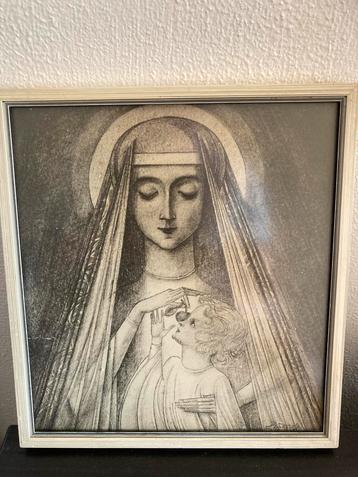 Jan Toorop Litho Madonna met Kind 1923 Ingelijst Reflo Glas beschikbaar voor biedingen