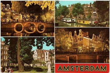 Ansichtkaart Amsterdam, oude gebouwen beschikbaar voor biedingen