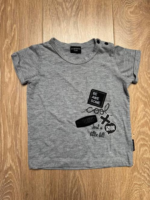Lucky No. 7 t-shirt jongen grijs/zwart maat 74/80, Kinderen en Baby's, Babykleding | Maat 74, Gebruikt, Jongetje, Shirtje of Longsleeve