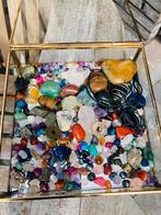 Antiek kist messing met mineralen stenen verzameling, Ophalen of Verzenden, Mineraal