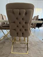 6 Luxe Beige Eetkamerstoelen, Huis en Inrichting, Stoelen, Ophalen, Overige kleuren, Zo goed als nieuw, Metaal