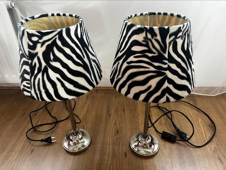 Stijlvolle tafellampen met zebraprint (2 stuks), Huis en Inrichting, Lampen | Overige, Zo goed als nieuw, Ophalen of Verzenden