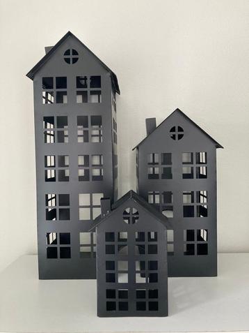 Windlicht Huisje mat zwart metaal S-M of L Nieuw! beschikbaar voor biedingen
