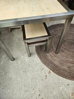 tafel en 2 bankjes op maat gemaakt, Ophalen, 50 tot 100 cm, Zo goed als nieuw, Vijf personen of meer