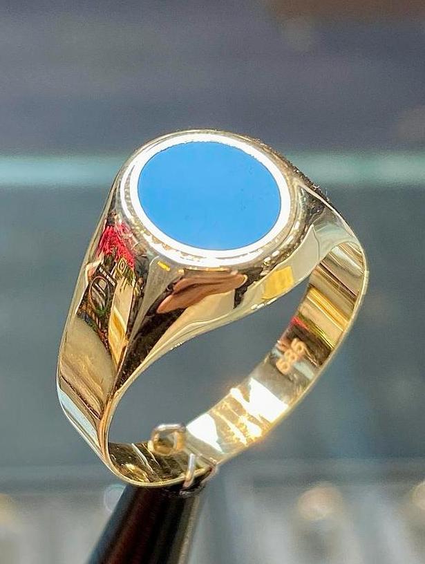 14k Gouden Ring Onyx, Sieraden, Tassen en Uiterlijk, Ringen, Nieuw, Heer, 20 of groter, Goud, Met edelsteen, Ophalen of Verzenden