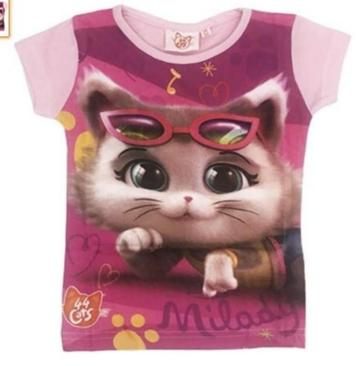 SALE | 44 Cats T-shirt Roze - Maat 104 - 110 - 116 beschikbaar voor biedingen