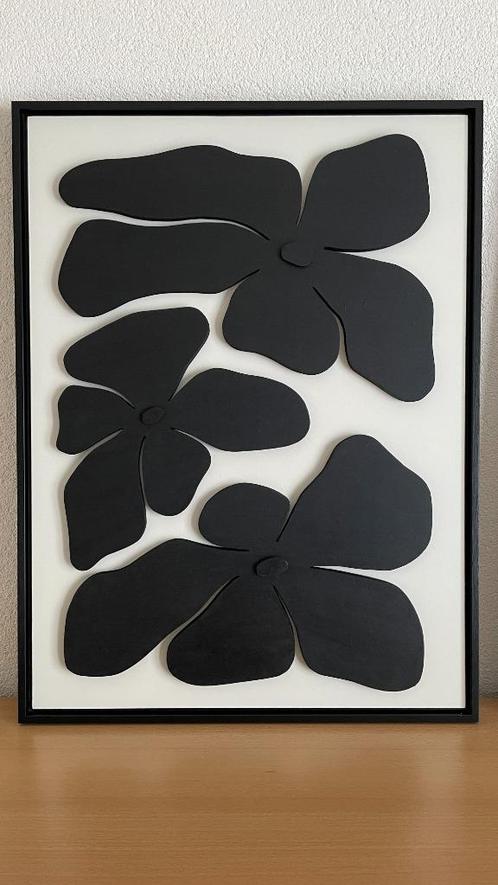 Schilderij met bloemen van hout -maat: 60 X 45 cm.  Abstract, Huis en Inrichting, Woonaccessoires | Schilderijen, Tekeningen en Foto's