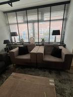 Bankstel met 2 fauteuils en hocker, Ophalen, Gebruikt, 75 tot 100 cm, Rechte bank