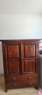 Mooie koloniaal houten TV kast, Ophalen, Gebruikt, 100 tot 150 cm, Teakhout