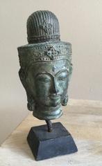 Boeddhahoofd van brons gepatineerd uit Cambodja 20ste eeuw, Antiek en Kunst, Kunst | Beelden en Houtsnijwerken, Verzenden