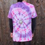 Paars - roze spiral tie dye kat patch t-shirt unisex maat S, Spiral Creaties, Nieuw, Ophalen of Verzenden, Roze