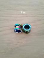 Nieuwe tunnels. Staal. Regenboog. Steentjes. 3, 4, 5, 6 -10, Ophalen of Verzenden, Zo goed als nieuw, Staal, Oor- of Traguspiercing