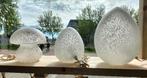 Schitterende set gewolkte paddenstoel en 2 x ei van glas, Minder dan 50 cm, Glas, Ophalen of Verzenden, Zo goed als nieuw