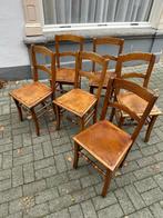 6 antieke eiken stoelen - cafestoel - eetkamerstoelen, Huis en Inrichting, Stoelen, Ophalen, Gebruikt, Bruin, Vijf, Zes of meer stoelen