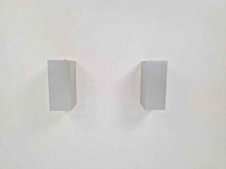 Set 2 aluminium Wandlamp PSM Lighting Duo W3082.14 LED, Huis en Inrichting, Lampen | Wandlampen, Gebruikt, Metaal, Ophalen of Verzenden