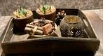 Decoratieve houten dienblad set, Antiek en Kunst, Antiek | Woonaccessoires, Ophalen of Verzenden