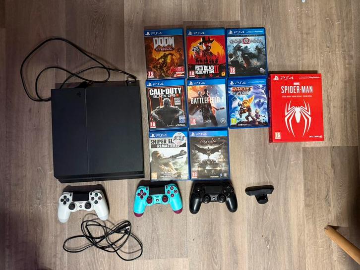 Sony Playstation 4 500GB, Spelcomputers en Games, Spelcomputers | Sony PlayStation 4, Gebruikt, Original, 500 GB, Met 3 controllers of meer
