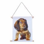 Textiel poster Hond 38x30 cm teckel kinderkamer babykamer, Verzamelen, Nieuw, Dier of Natuur, Met lijst, A1 t/m A3