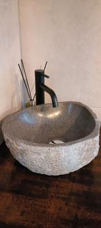 Natuurstenen Waskom met Zwarte Kraan, Doe-het-zelf en Verbouw, Sanitair, Ophalen of Verzenden, Zo goed als nieuw