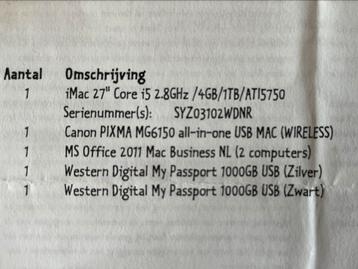 iMac 27 inch (2010) - Core i5, 4GB RAM, 1TB HDD beschikbaar voor biedingen