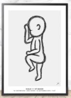 Geboorteposter poster met getekende baby, Rechthoekig Staand, Nieuw, Ophalen of Verzenden, A1 t/m A3