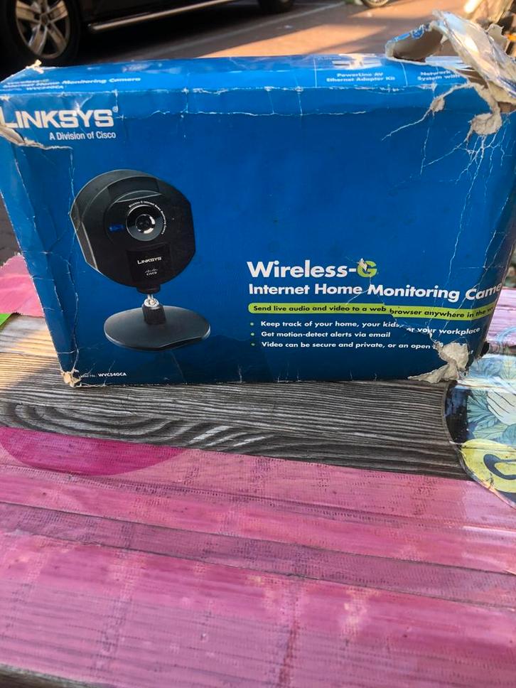 Linksys WVC54GCA-EU Draadloze Internet Home Monitoring Camer, Audio, Tv en Foto, Videobewaking, Zo goed als nieuw, Binnencamera