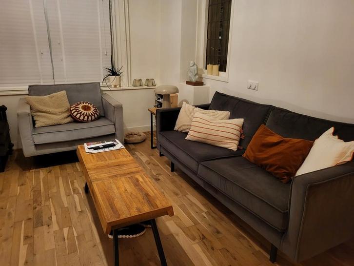 Heerlijke bank, loveseat en hocker Be pure home, Huis en Inrichting, Banken | Complete zithoeken, Gebruikt, Stof, Ophalen