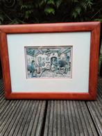 Anton Pieck 3D prent in houten lijst., Ophalen of Verzenden