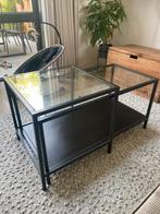 IKEA salontafel/bijzettafel set van 2, zwartbruin/glas, Huis en Inrichting, Tafels | Salontafels, 50 tot 100 cm, Glas, Gebruikt