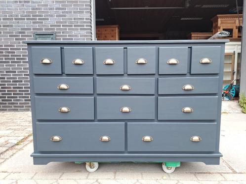 Grenen ladekast grijs 11 lades refurbished, Huis en Inrichting, Kasten | Ladekasten, Gebruikt, Minder dan 100 cm, 100 tot 150 cm
