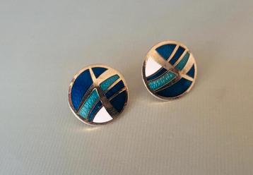 Vintage Cloisonné Clip Oorbellen beschikbaar voor biedingen