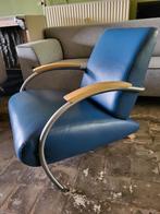 Gelderland 5470 2 fauteuils blauw leer, Info@andriesign.nl, Ophalen of Verzenden, Zo goed als nieuw, Modern design vintage