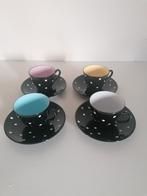 4 vintage polkadot kop en schotels, Ophalen of Verzenden, Aardewerk, Overige stijlen, Kop(pen) en/of Schotel(s)