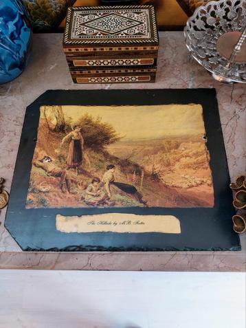 Engelse prent op leisteen beschikbaar voor biedingen