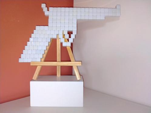 White Gun - Minimalistisch - Acryl - Gesigneerd, Huis en Inrichting, Woonaccessoires | Wanddecoraties, Ophalen of Verzenden