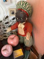 antieke donkere pop papier-maché en stof flirtogen, Ophalen of Verzenden