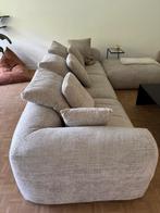 Naturel beige zetel 4,5-zit met poef, Ophalen, Gebruikt, 100 tot 125 cm, 125 cm of meer