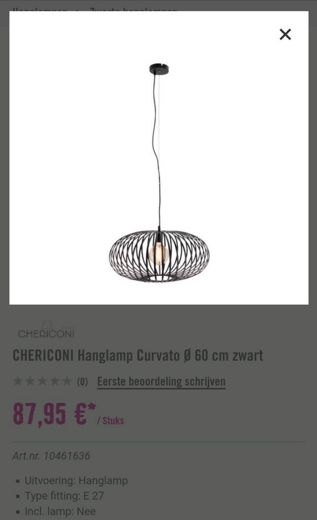 Moderne zwarte hanglamp * 60 cm, Huis en Inrichting, Lampen | Hanglampen, Zo goed als nieuw, 50 tot 75 cm, Metaal, Ophalen of Verzenden