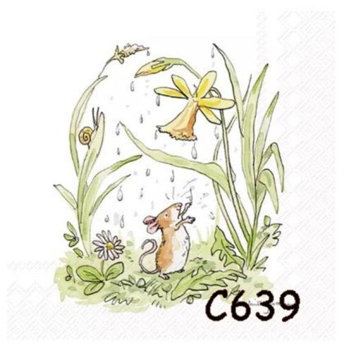 Servetten decoupage/bullet journal - mouse in spring C639, Hobby en Vrije tijd, Knutselen, Nieuw, Materiaal, Verzenden