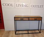 Sidetable met € 100,= korting, mangohout/metaal, Ophalen, 100 tot 150 cm, Zo goed als nieuw, Metaal