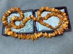 LANGE BARNSTEEN EDELSTENEN KETTING, Sieraden, Tassen en Uiterlijk, Verzenden, Ketting, Met edelsteen