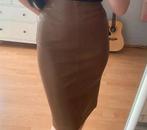 Leren Cognac kleurige Rok maat M, Kleding | Dames, Rokken, Verzenden, Zo goed als nieuw, Bruin
