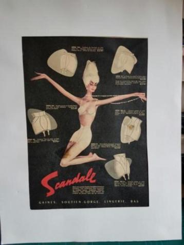 Oude advertentie lingerie "scandale" met paspartout. 1960 beschikbaar voor biedingen