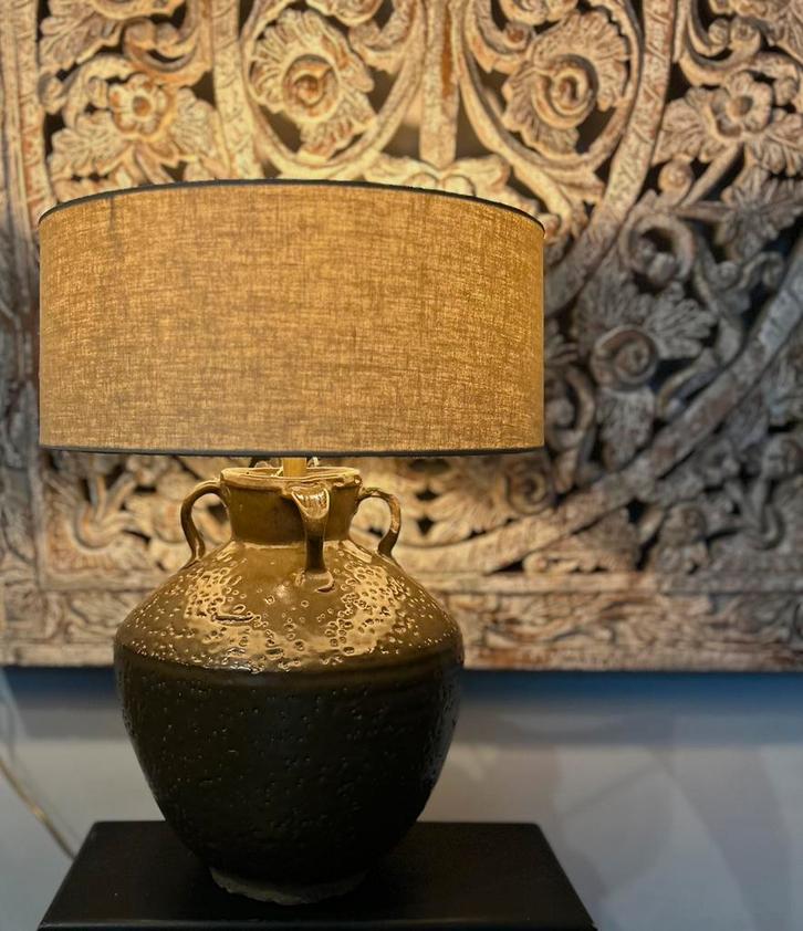 Unieke oude Chinese lampenvoet kruik lamp zonder kap, Huis en Inrichting, Lampen | Tafellampen, Ophalen of Verzenden