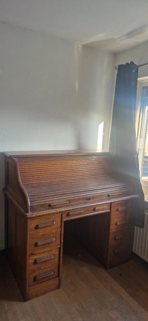 Antiek, eiken rolbureau 1900-1920, Ophalen, Gebruikt
